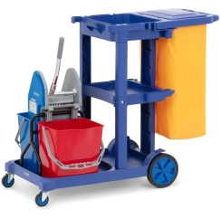 Ulsonix Floor Washing Cart with 2 Buckets, Drill, Laundry Bag, 3 Shelves, 18 L