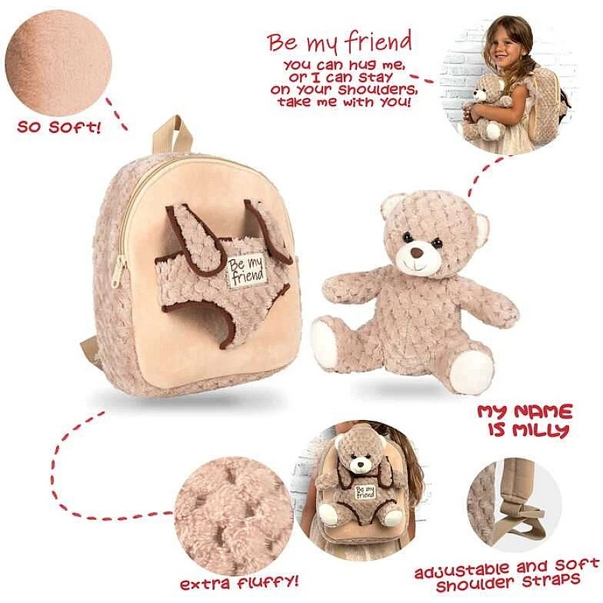 Perletti Milly Bear backpack with plush toy 26cm – 2