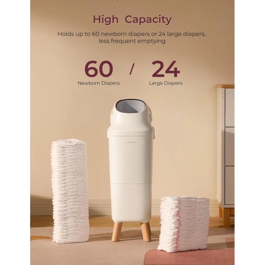MOMCOZY DIAPER CONTAINER WITH PATENTED TRIPLE ODOR ISOLATION SYSTEM – 5