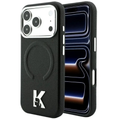 Dėklas Karl Lagerfeld Grained Embossed Ring & Kameo Logo MagSafe do iPhone 18 Pro / 17 Pro juoda