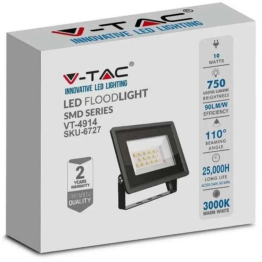 V-tac 10W LED projektor, musta korpusiga, 4000K – 4