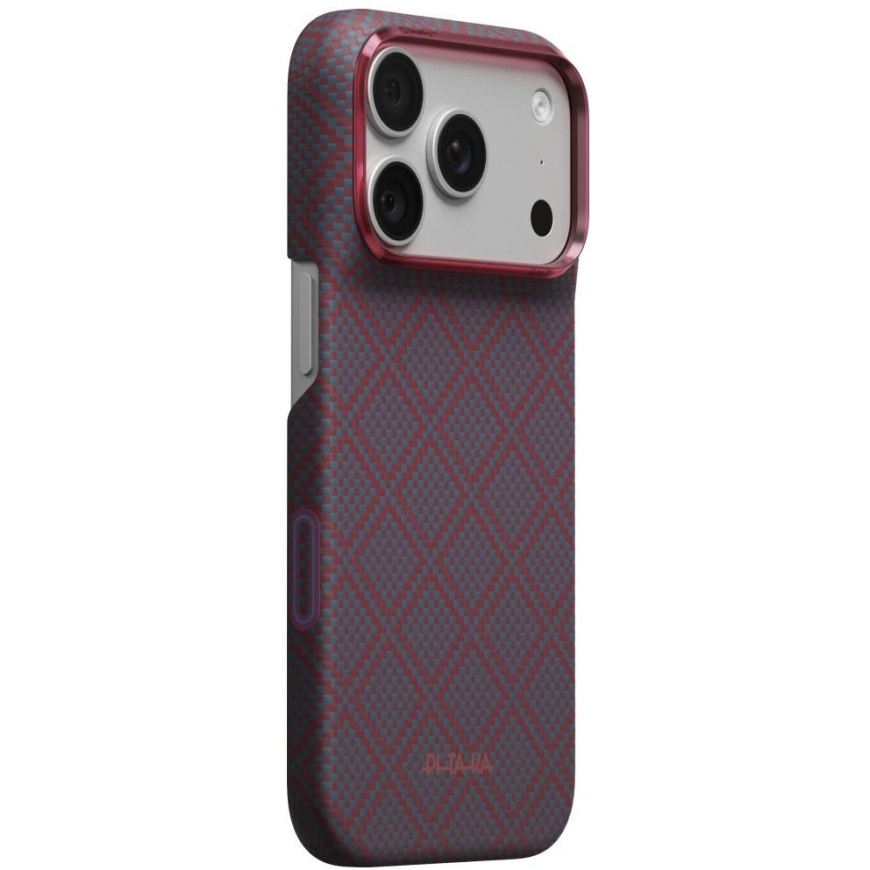PITAKA Edge Argyle MagSafe Case for iPhone 18 Pro / 17 Pro, Blue-Red – 2
