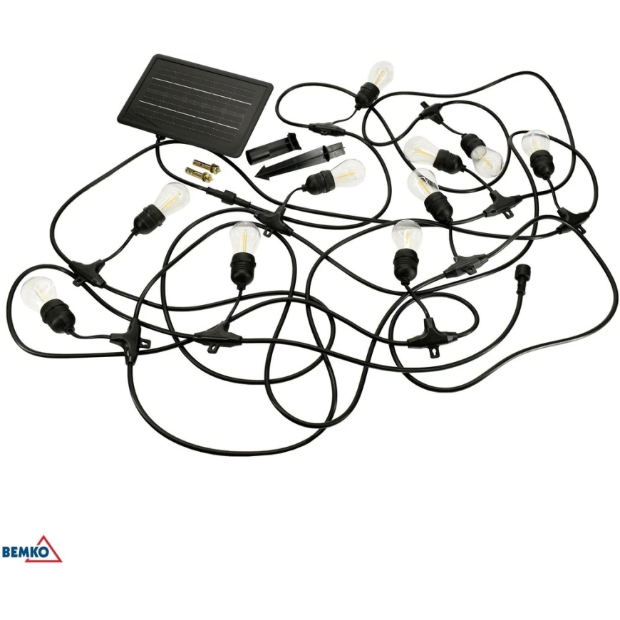 SOLAR GARDEN LIGHT STRING LED BEMKO SOLBEE 3W 3000K 10PC 10M IP65 Black C83-SOB-003BL-3K – 2