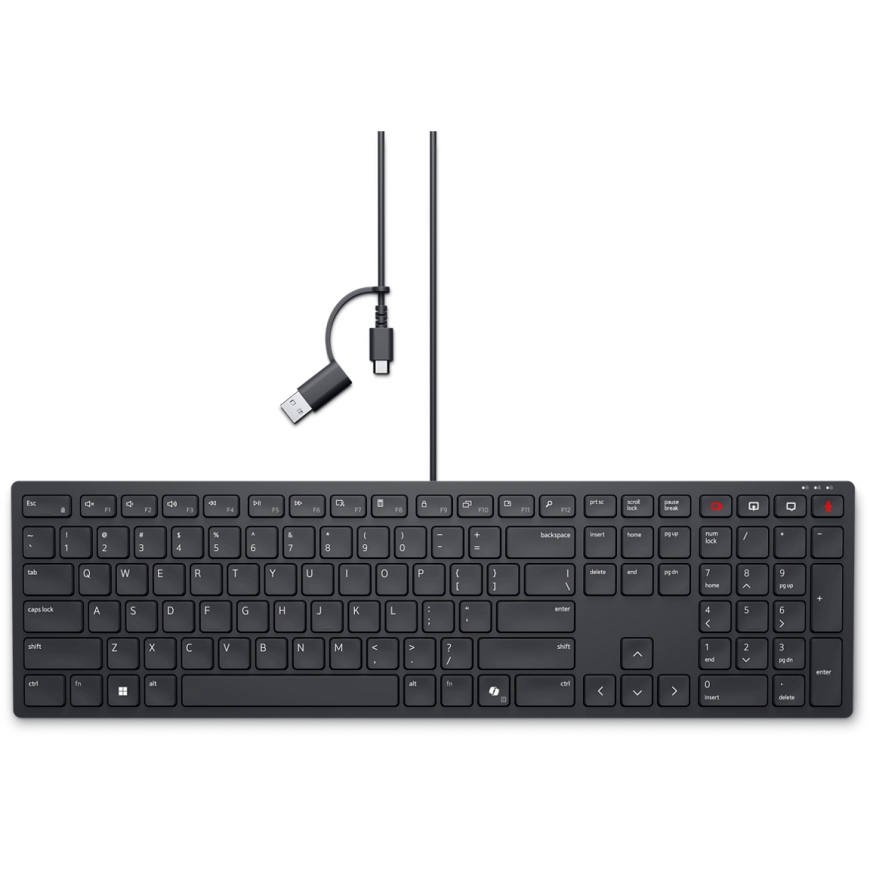 DELL KB525C клавиатура Офисная USB QWERTY Украинский Черный