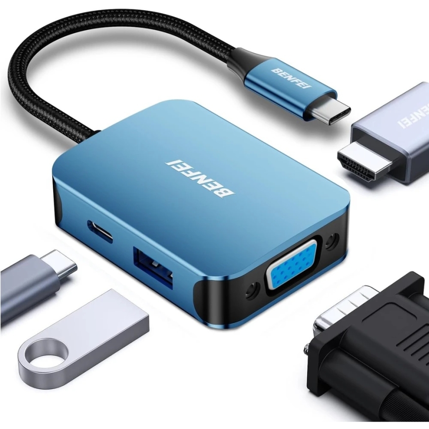 BENFEI adaptera šakotājs 4-in-1 USB-C uz