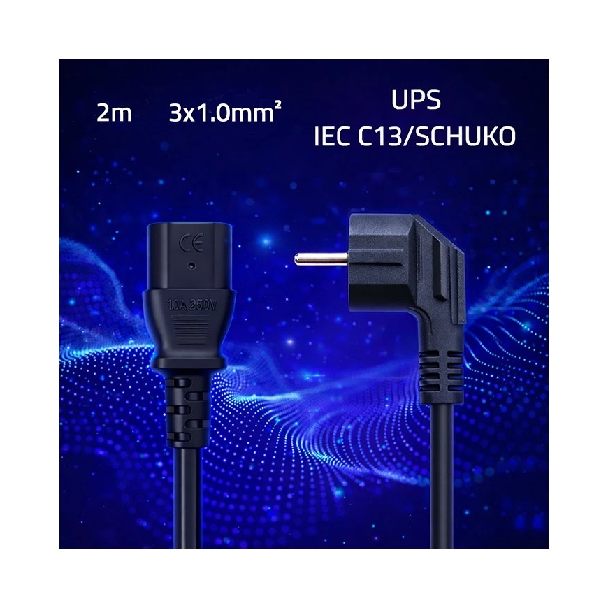 Qoltec Power Cable SCHUKO CEE 7/7 Angled IEC C13 2m – 3