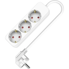 Plastrol Universalus ilgintuvas su trimis lizdais 3x2p+Z, Schuko, 31,5 16A balta