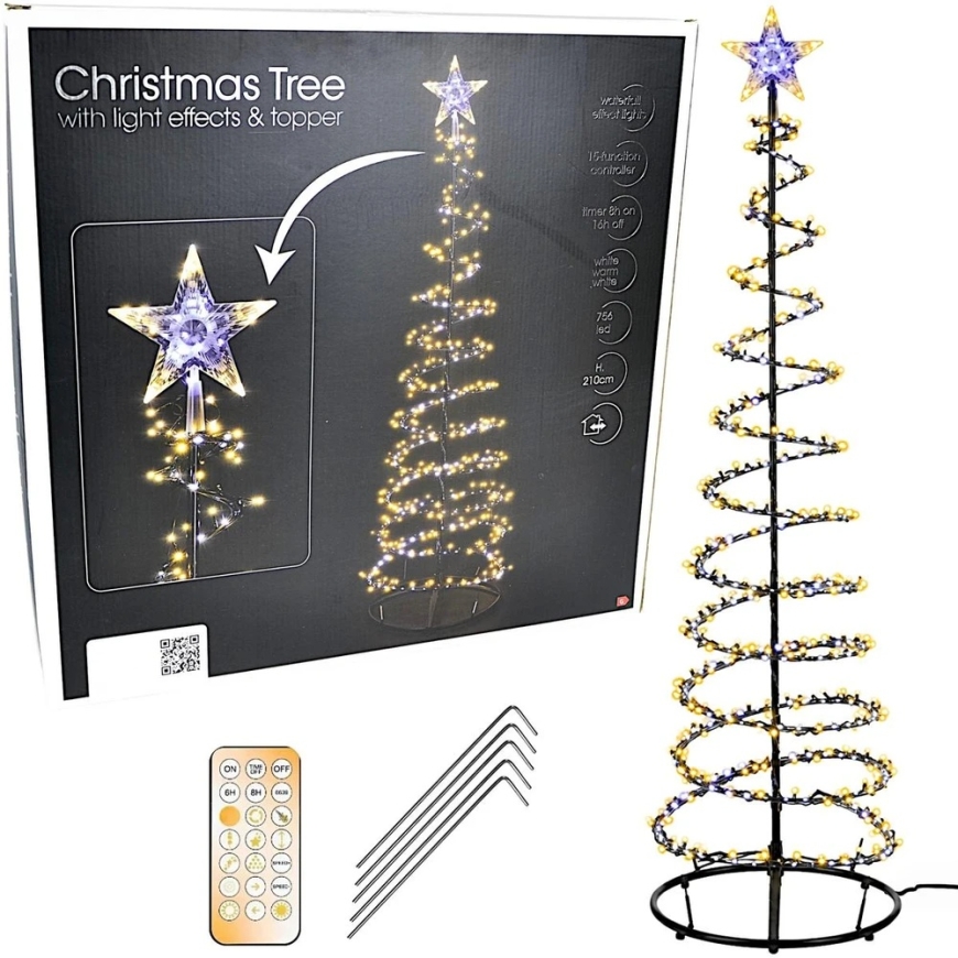 KOOPMAN DECORATIVE CHAIN LIGHT 756LED WATERFALL EFFECT 210CM TIMER Black