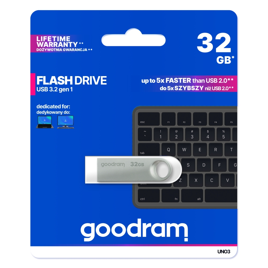 Goodram USB UNO3-0320S0R11 USB atmintukas 32 GB USB A tipo 3.2 Gen 1 (3.1 Gen 1) Sidabras – 3