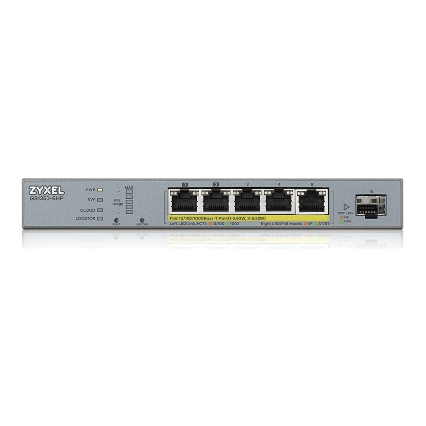 Zyxel GS1350-6HP-EU0101F network switch Managed L2 Gigabit Ethernet (10/100/1000) Power over Ethernet (PoE) Grey – 2