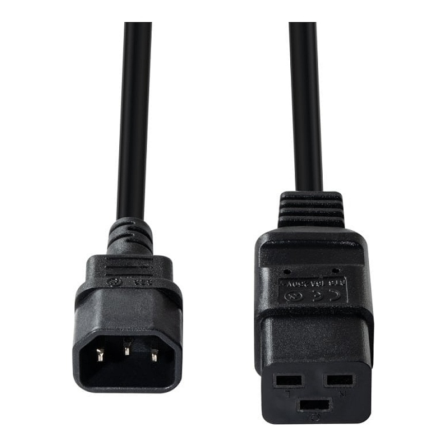 Lindy 2m C14 to C19 Mains Extension Cable, Black – 3