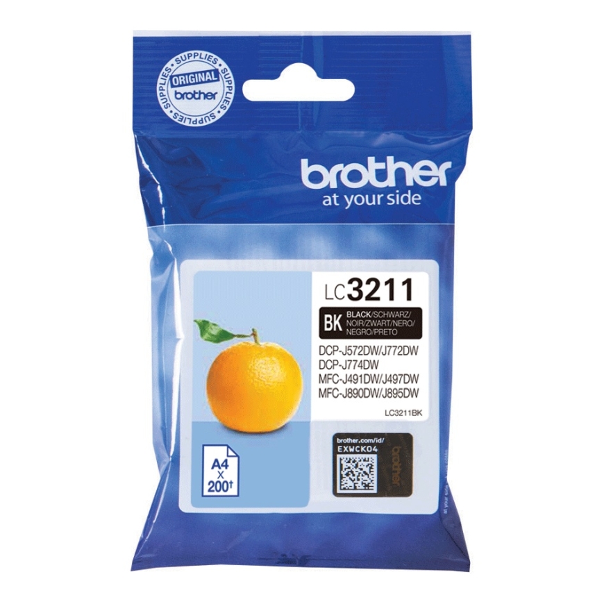 Brother LC3211BK mustekasetti 1 kpl Alkuperäinen Perusvärintuotto Musta