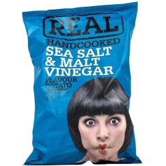 REAL-perunoita chipsit, meren suolan ja etikan maku, 150 g