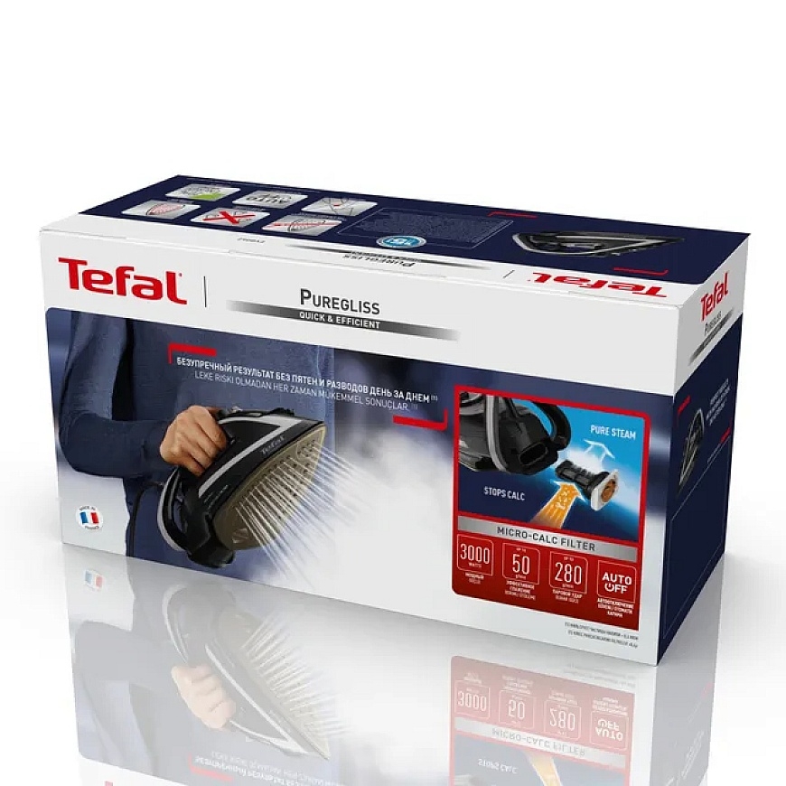 Tefal Puregliss FV8062E0 iron Dry & Steam iron Durilium AirGlide Autoclean soleplate 3000 W Black, G – 5