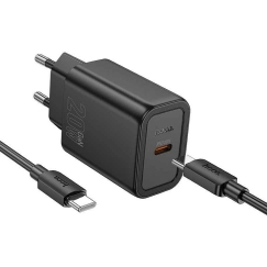 Hoco N60 Charger 20W GaN USB-C + USB-C to USB-C cable 1.0m black