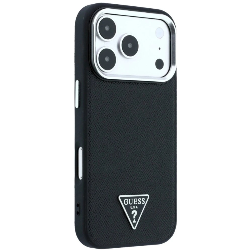 Guess Grained Triangle Logo MagSafe Case for iPhone 17 Pro Max / 18 Pro Max – Black – 5