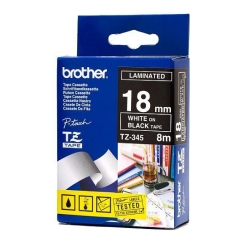 Brother TZ-345 marķēšanas lenta Balts uz melna