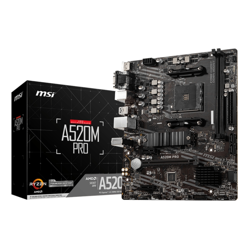 MSI A520M PRO emolevy AMD A520 Kanta AM4 mikro ATX
