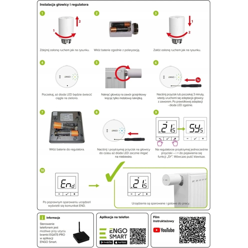 "Carruzzo ENGO Controls" smart heating complex "White" (E25-BATW-4 + ETRV-M30) – 4