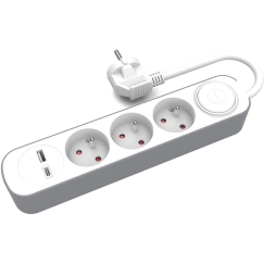 Plastrol 3-Socket Extension Lead with Switch and USB-A and USB-C Ports