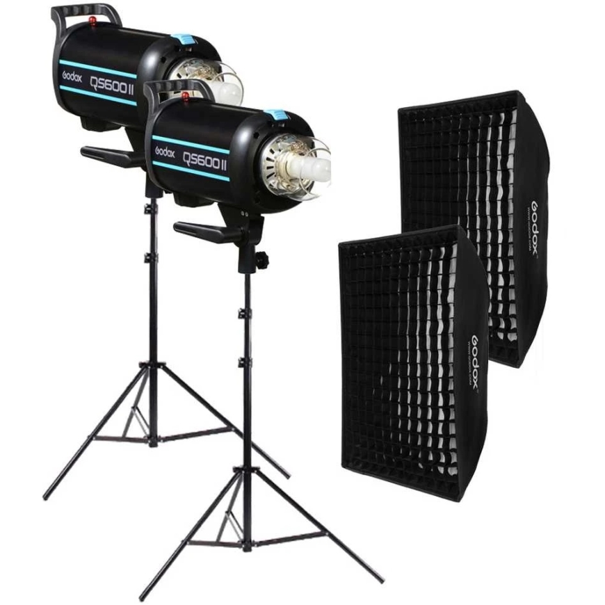 Studio lighting kit - Godox QS600II 600Ws flash head, 2 softboxes – 4