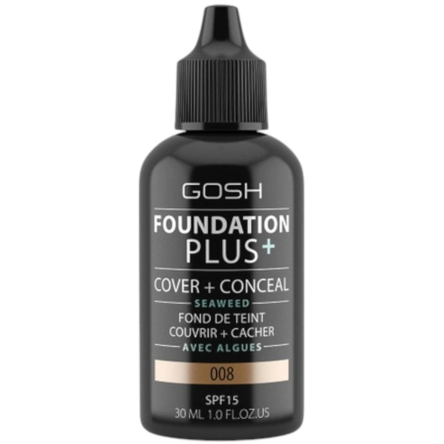 Gosh Foundation Plus+ Cover & Conceal Liquid Foundation 008 Honey SPF15, 30 ml – 2