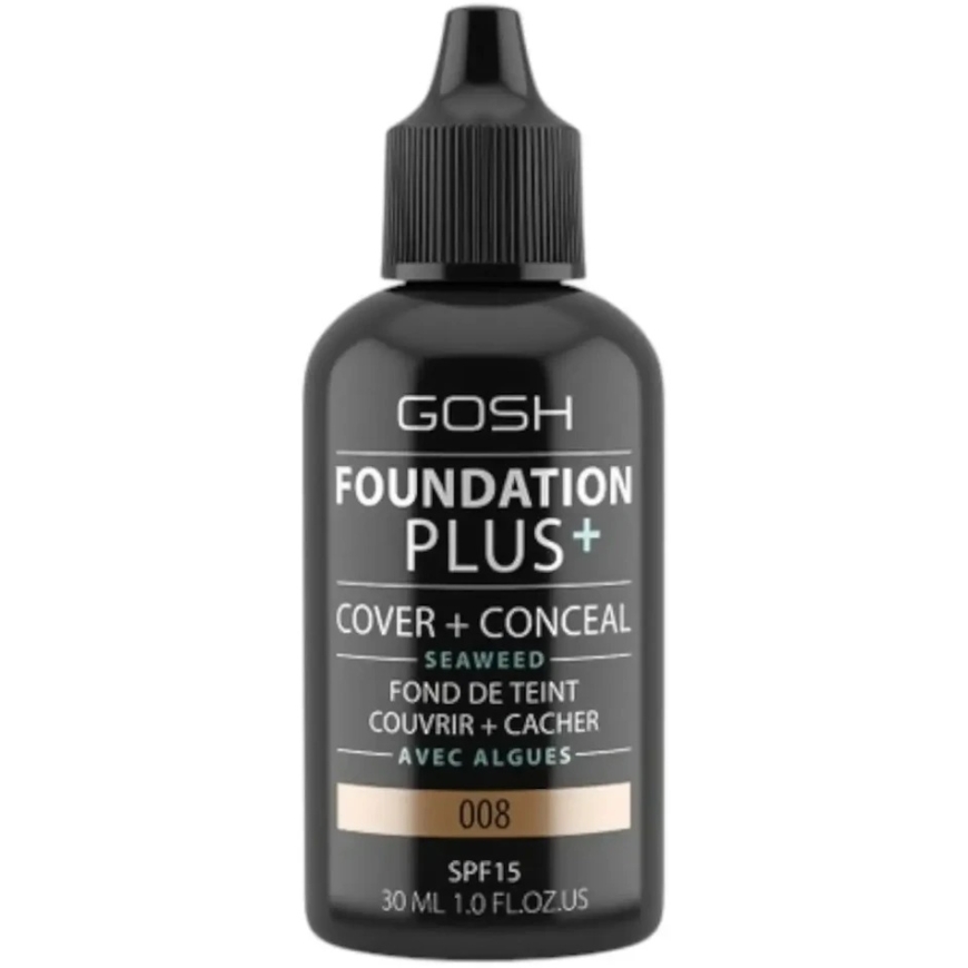 Gosh Foundation Plus+ Cover & Conceal Liquid Foundation 008 Honey SPF15, 30 ml – 3