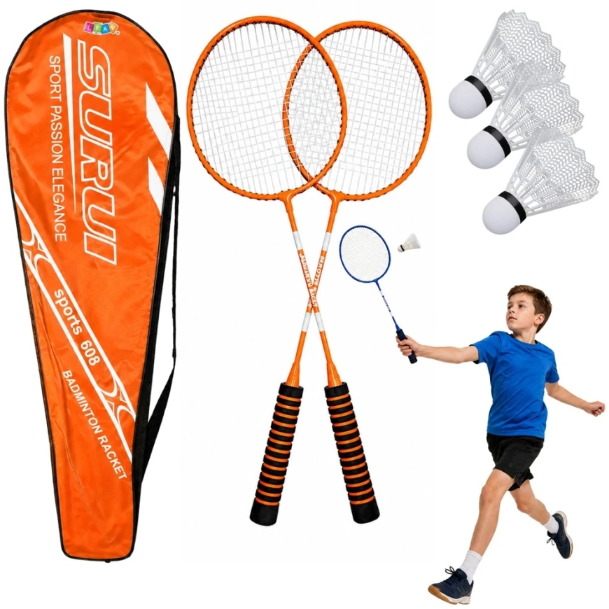 Lean Toys Badminton Set Orange 2 pcs.