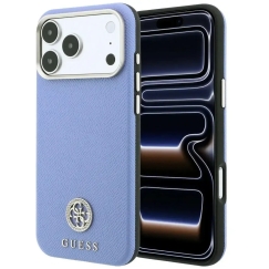 Guess Grained Round Strass Logo MagSafe -kuori iPhone 18 Pro Max / 17 Pro Max: sininen