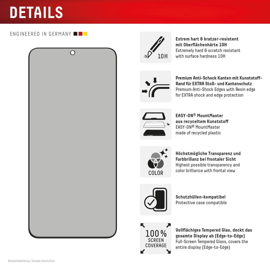 Displex Privacy Screen Protector (10H) for Samsung Galaxy S26 FE, MountMaster, Privacy Filter – 2