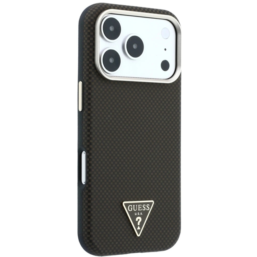 Guess Kevlar Triangle Logo MagSafe Case for iPhone 17 Pro Max / 18 Pro Max – Brown – 4