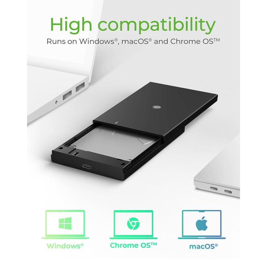 ICY BOX IB-200T-C3 SSD diska korpuss Melns 2.5" – 2