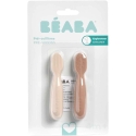 BEABA 2-PACK SILICONE SPOON SET +4 MONTHS, PRALINE/CLAY