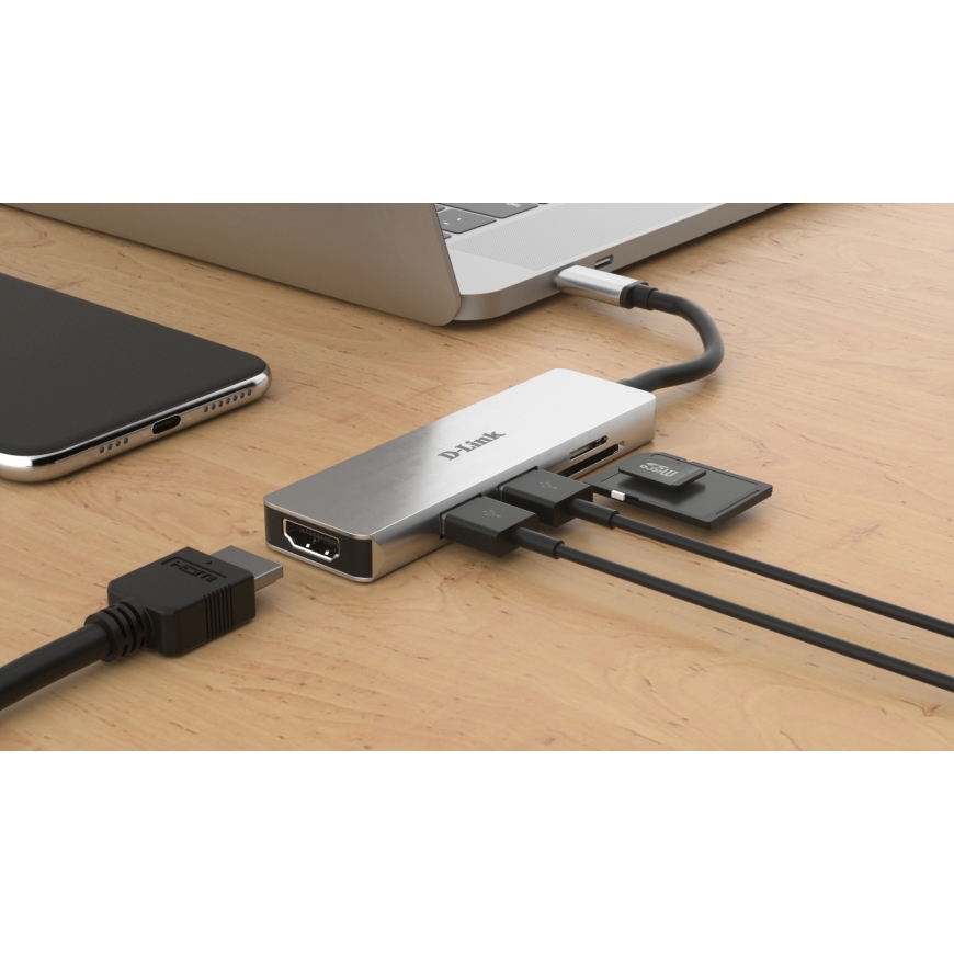 D-Link 5-in-1 USB-C Hub with HDMI and SD/microSD Card Reader – 4