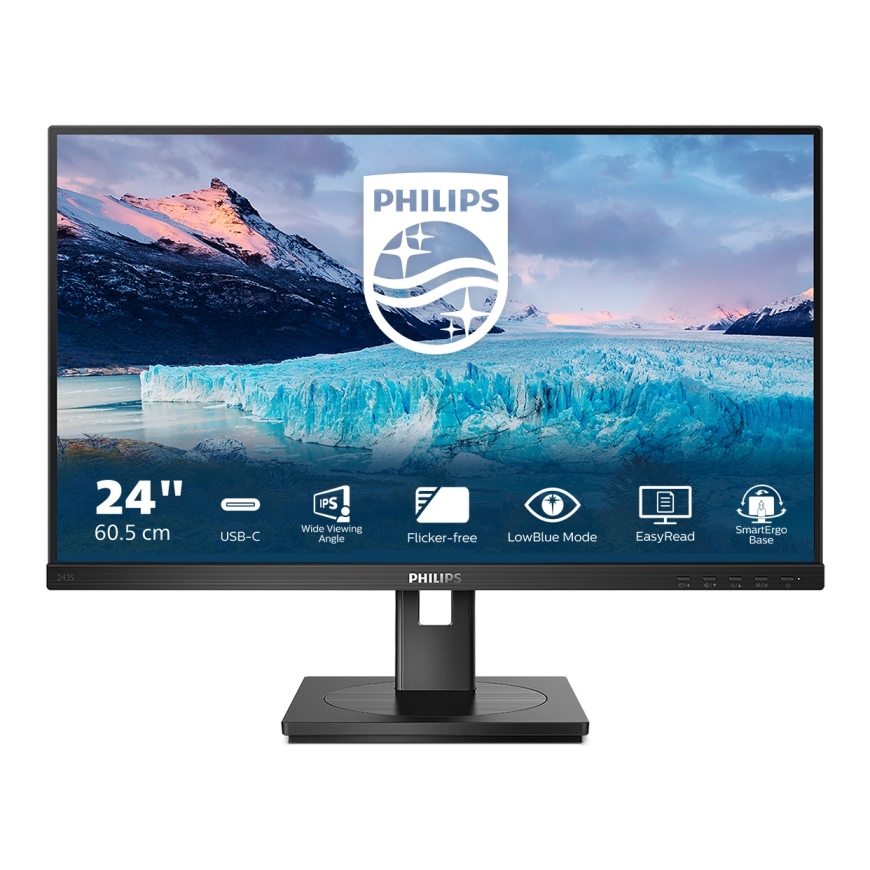 Philips S Line 243S1/00 monitori 60,5 cm (23.8") 1920 x 1080 pikseļi Full HD LCD Melns – 2
