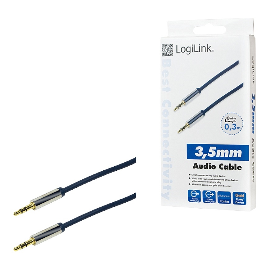 LogiLink 3.5mm - 3.5mm 0.3m audiokaapeli 0,3 m Sininen – 4