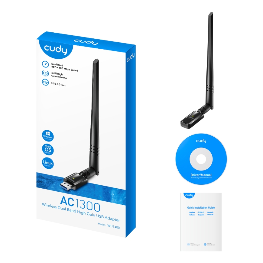 Cudy WU1400 verkkokortti WLAN 867 Mbit/s – 2