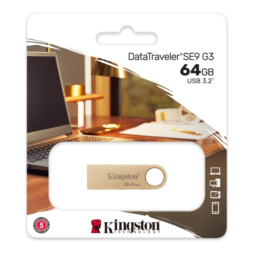 Kingston Technology DataTraveler SE9 G3 USB флеш накопитель 64 GB USB тип-A 3.2 Gen 1 (3.1 Gen 1) Золото – 5