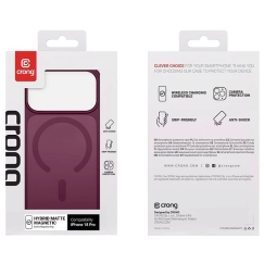 iPhone 18 Pro / 17 Pro Crong Hybrid Matte Magnetic vāks, bordo