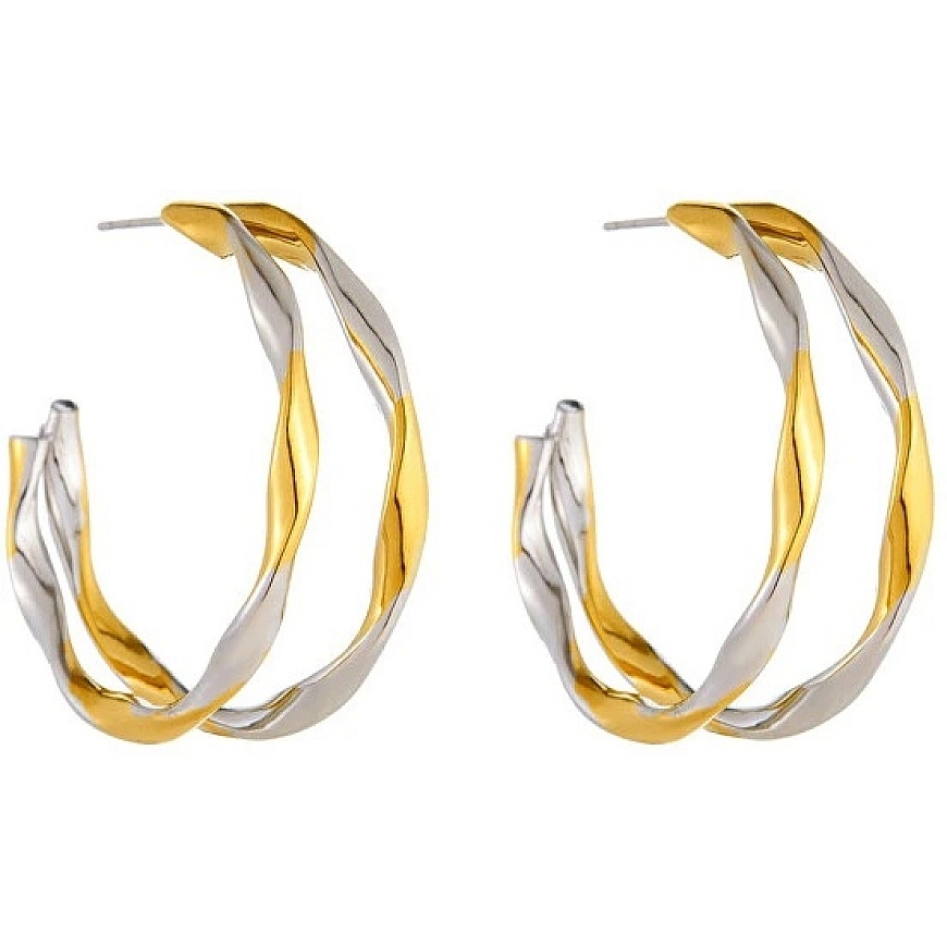Round two-tone steel earrings