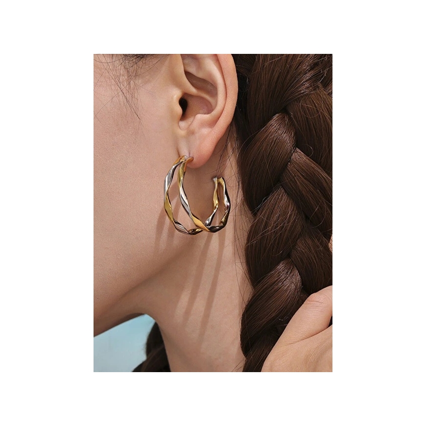 Round two-tone steel earrings – 2