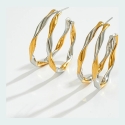 Round two-tone steel earrings Round two-tone steel earrings