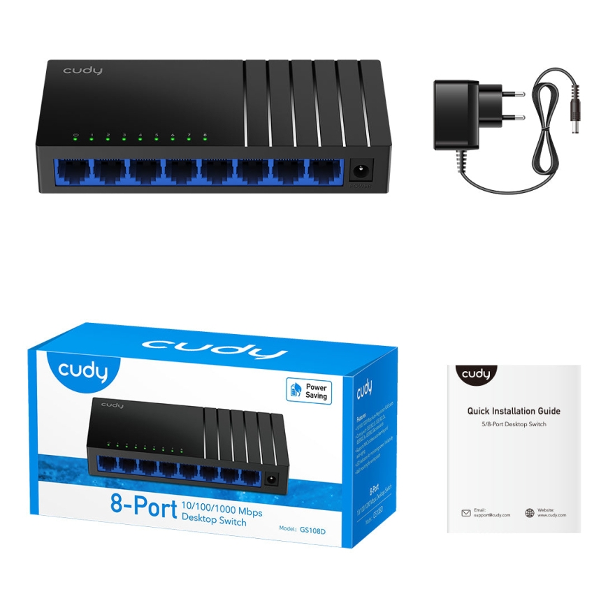 Cudy GS108D tīkla pārslēgs Gigabit Ethernet (10/100/1000) Melns – 3