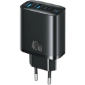 USAMS T70 Charger 40W 2xUSB-A/2xUSB-C Black USAMS T70 Charger 40W 2xUSB-A/2xUSB-C Black
