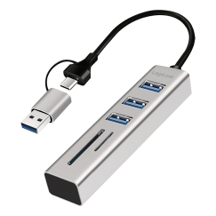 LogiLink UA0445 хаб-разветвитель USB 3.2 Gen 1 (3.1 Gen 1) Type-A + Type-C 5000 Мбит/с Серый