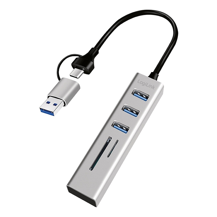 LogiLink UA0445 sąsajos šakotuvas USB 3.2 Gen 1 (3.1 Gen 1) Type-A + Type-C 5000 Mbit/ai Pilka – 3