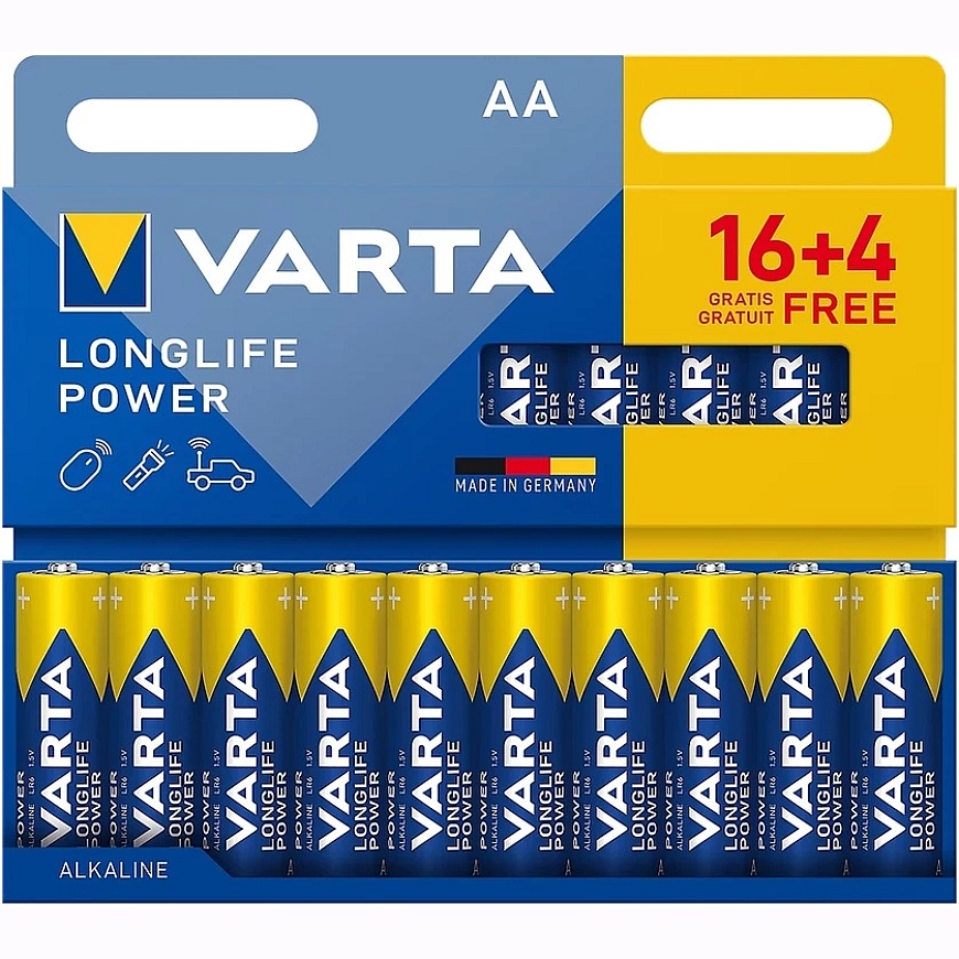 Šarminine patare VARTA LR06 Longlife Power 16+4/blisteris.