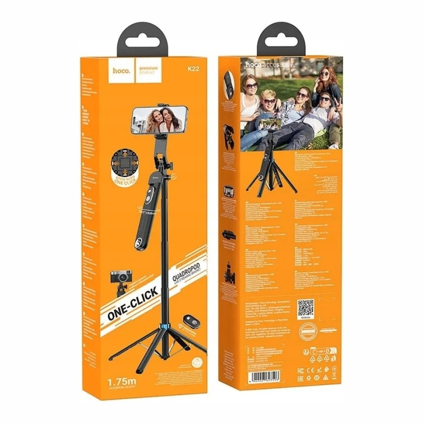 Selfie Stick Hoco Tripod with Wireless Remote Control K22 Black – 4