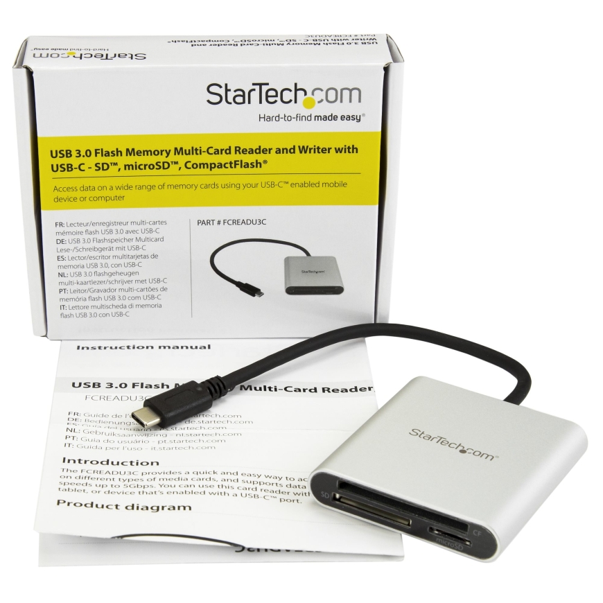 StarTech.com FCREADU3C кардридер USB 3.2 Gen 1 (3.1 Gen 1) Type-C Черный, Серебристый – 5