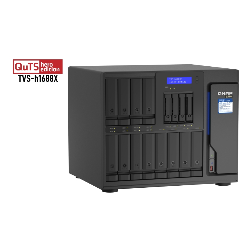 QNAP TVS-h1688X NAS Tower Intel® Xeon® W-1250 32 GB DDR4 0 TB QuTS hero Black – 3